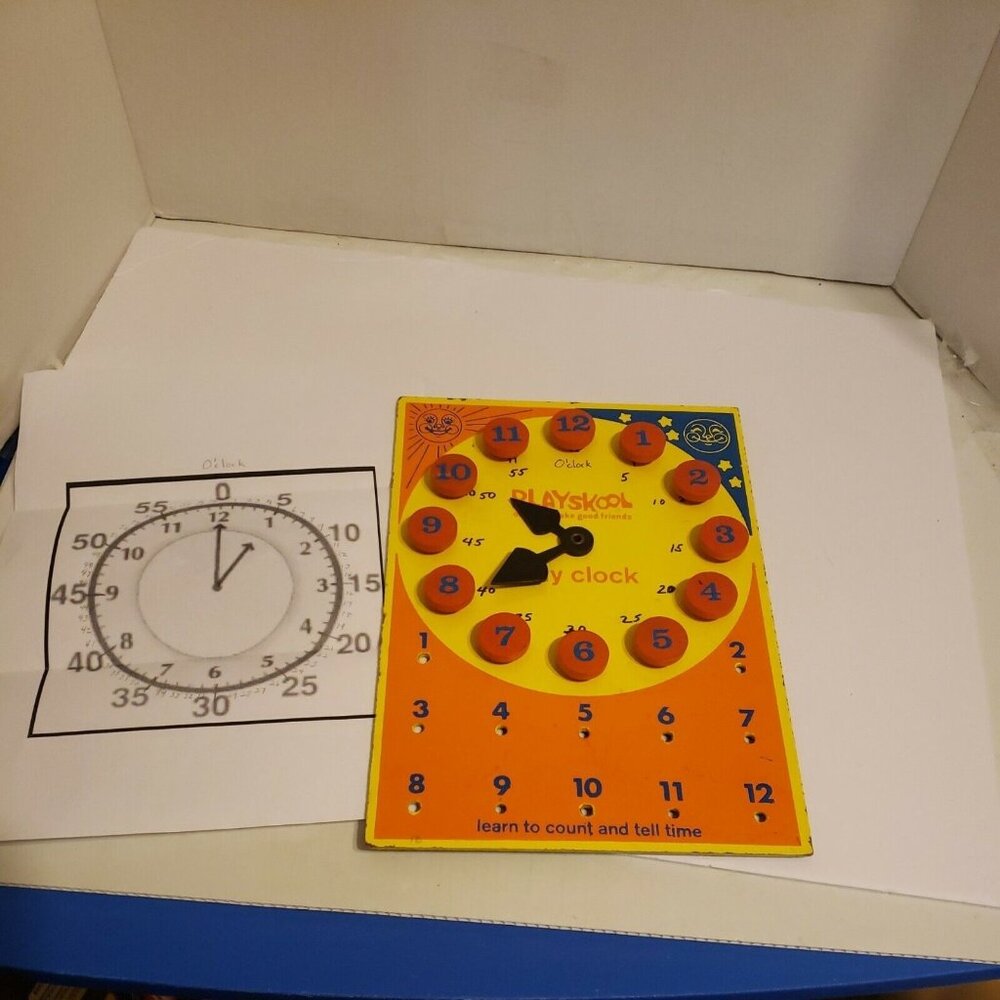 Playskool Play Clock Wood Toy‎ 1972 Vintage MB Milton Bradley No. 716